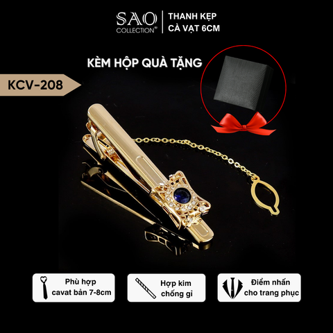 Kẹp Cà Vạt Nam Cao Cấp – Kẹp Vest Đính Đá Pha Lê & Zircon Lấp Lánh, Kèm Hộp Quà Tặng (KCV208)