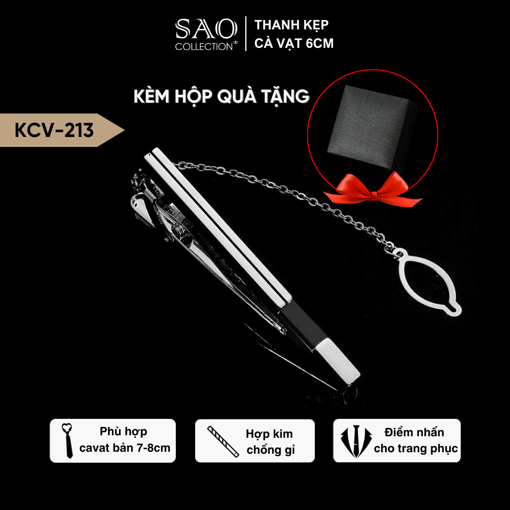 Kẹp Cà Vạt Nam Đính Đá Pha Lê Mã Não & Zircon – Phụ Kiện Vest Light Luxury, Phong Cách Doanh Nhân Lịch Lãm (KCV213)
