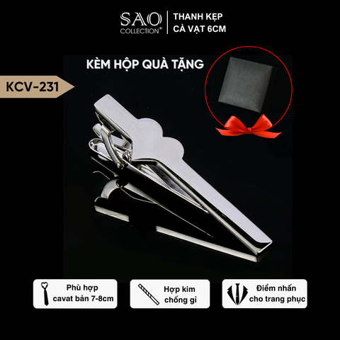 Kẹp Cà Vạt Nam Cao Cấp – Thiết Kế Điêu Khắc Hình Học Thời Trang Màu Bạc, Phong Cách Doanh Nhân Công Sở (KCV231)