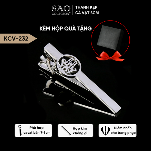 Kẹp Cà Vạt Nam Cao Cấp – Thiết Kế Điêu Khắc Hình Học Thời Trang Màu Bạc, Phong Cách Doanh Nhân Công Sở (KCV232)