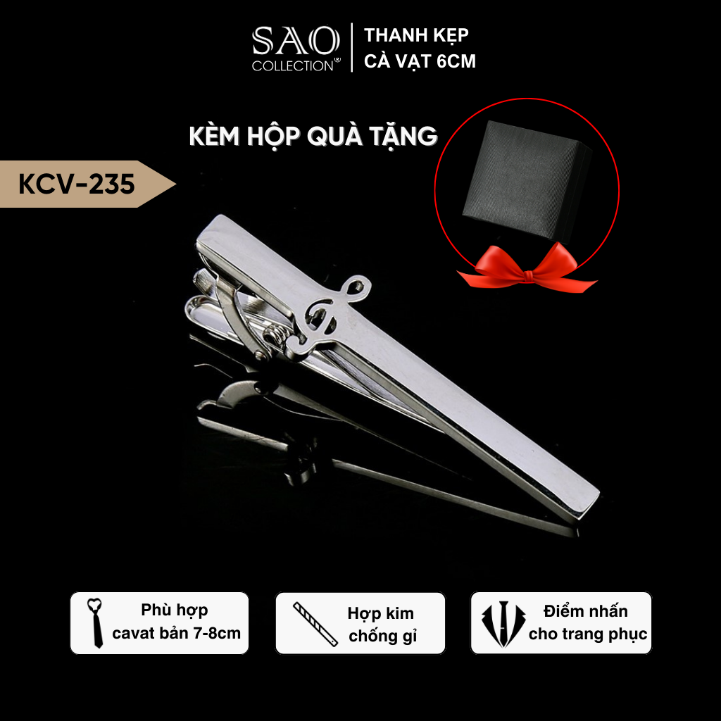 Kẹp Cà Vạt Nam Cao Cấp – Thiết Kế Điêu Khắc Hình Học Thời Trang Màu Bạc, Phong Cách Doanh Nhân Công Sở (KCV235)
