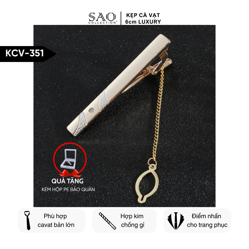 Kẹp Cà Vạt Nam Cao Cấp – Thiết Kế Điêu Khắc , Phong Cách Doanh Nhân Sang Trọng (KCV351)