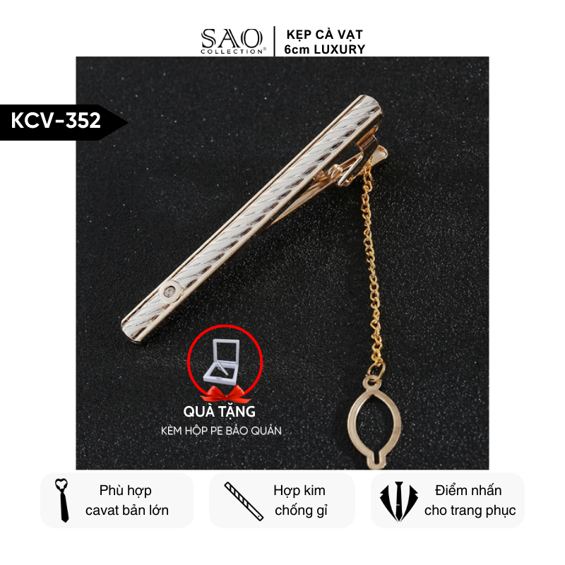 Kẹp Cà Vạt Nam Cao Cấp – Thiết Kế Điêu Khắc , Phong Cách Doanh Nhân Sang Trọng (KCV352)