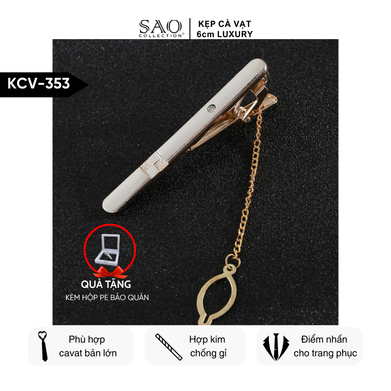 Kẹp Cà Vạt Nam Cao Cấp – Thiết Kế Điêu Khắc , Phong Cách Doanh Nhân Sang Trọng (KCV353)