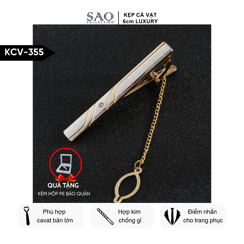 Kẹp Cà Vạt Nam Cao Cấp – Thiết Kế Điêu Khắc , Phong Cách Doanh Nhân Sang Trọng (KCV355)