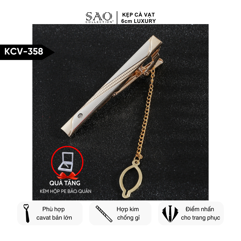 Kẹp Cà Vạt Nam Cao Cấp – Thiết Kế Điêu Khắc , Phong Cách Doanh Nhân Sang Trọng (KCV358)
