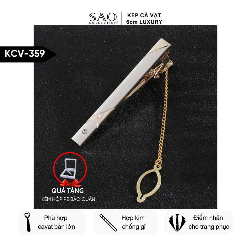 Kẹp Cà Vạt Nam Cao Cấp – Thiết Kế Điêu Khắc , Phong Cách Doanh Nhân Sang Trọng (KCV359)