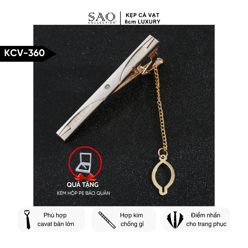 Kẹp Cà Vạt Nam Cao Cấp – Thiết Kế Điêu Khắc , Phong Cách Doanh Nhân Sang Trọng (KCV360)