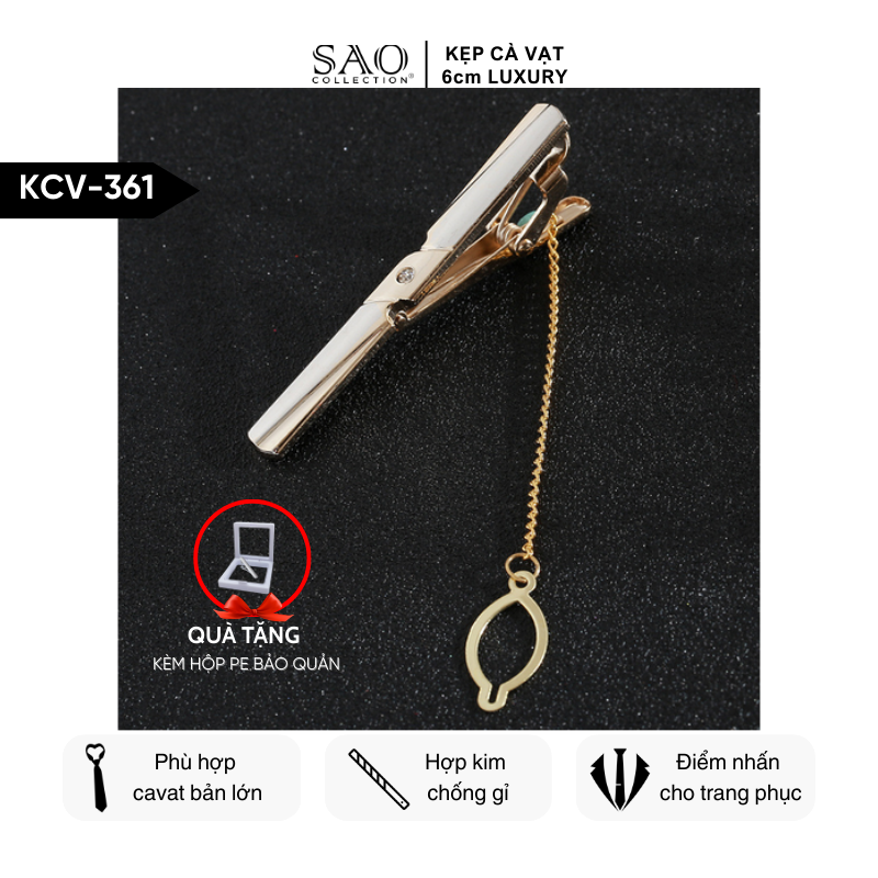 Kẹp Cà Vạt Nam Cao Cấp – Thiết Kế Điêu Khắc , Phong Cách Doanh Nhân Sang Trọng (KCV361)