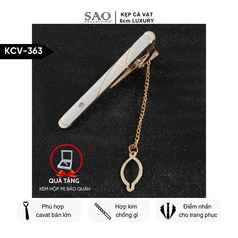 Kẹp Cà Vạt Nam Cao Cấp – Thiết Kế Điêu Khắc , Phong Cách Doanh Nhân Sang Trọng (KCV363)