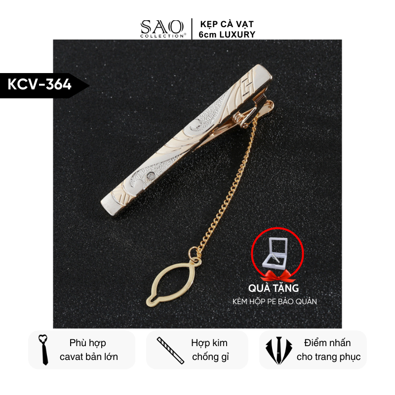 Kẹp Cà Vạt Nam Cao Cấp – Thiết Kế Điêu Khắc , Phong Cách Doanh Nhân Sang Trọng (KCV364)