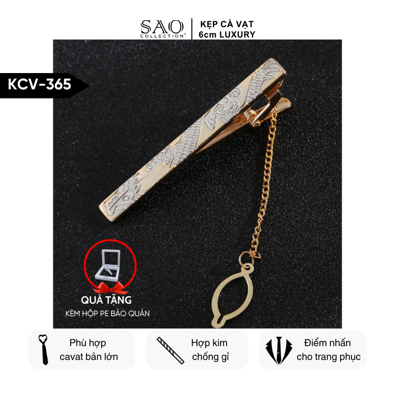 Kẹp Cà Vạt Nam Cao Cấp – Thiết Kế Điêu Khắc , Phong Cách Doanh Nhân Sang Trọng (KCV365)