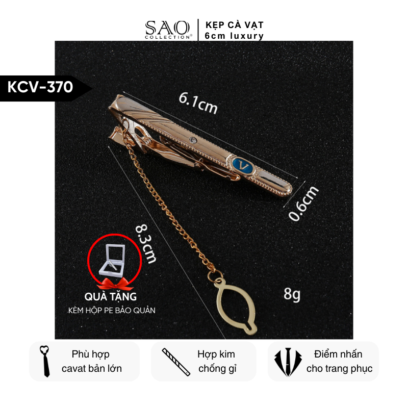 Kẹp Cà Vạt Nam Cao Cấp – Thiết Kế Điêu Khắc , Phong Cách Doanh Nhân Sang Trọng (KCV370)