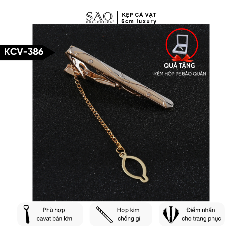 Kẹp Cà Vạt Nam Cao Cấp – Thiết Kế Điêu Khắc , Phong Cách Doanh Nhân Sang Trọng (KCV386)