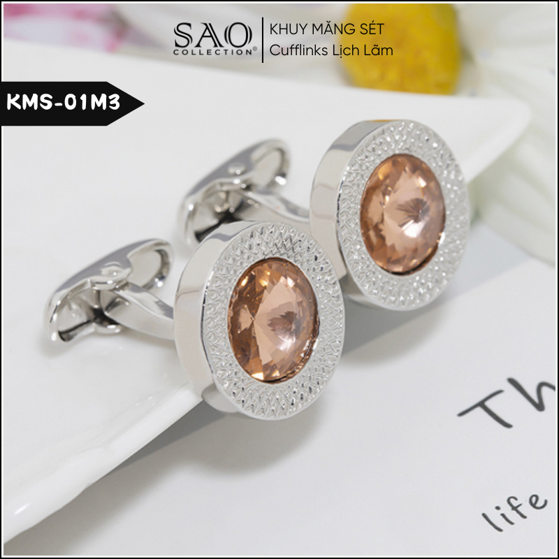 Khuy Măng Sét Nam Khảm Đá – Mẫu Mới Sang Trọng, Phụ Kiện Vest & Sơ Mi (KMS01M3)