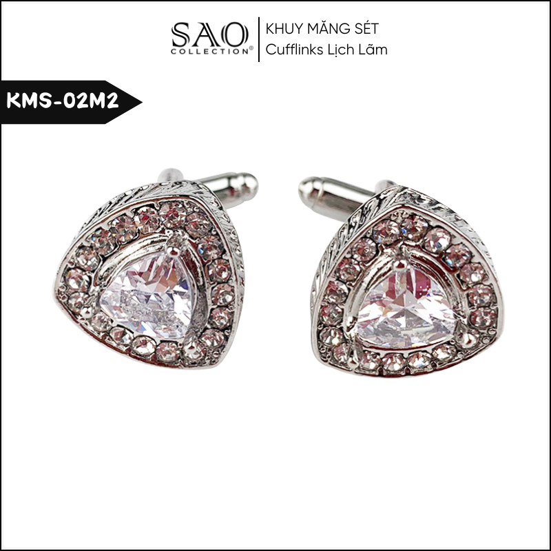 Khuy Măng Sét Nam Pha Lê Tam Giác – Phong Cách Pháp Sang Trọng (KMS02M2)