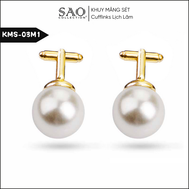 Khuy Măng Sét Nam Đẹp – Phụ Kiện Vest & Sơ Mi Đính Ngọc Trai Cao Cấp (KMS03M1)