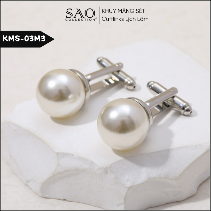 Khuy Măng Sét Ngọc Trai Cao Cấp – Phong Cách Pháp Âu Châu Cao Cấp (KMS03M3)