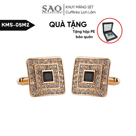 Khuy Măng Sét Nam Cufflinks Khảm Đá Màu Bắt Sáng Lấp Lánh (KMS05M2)