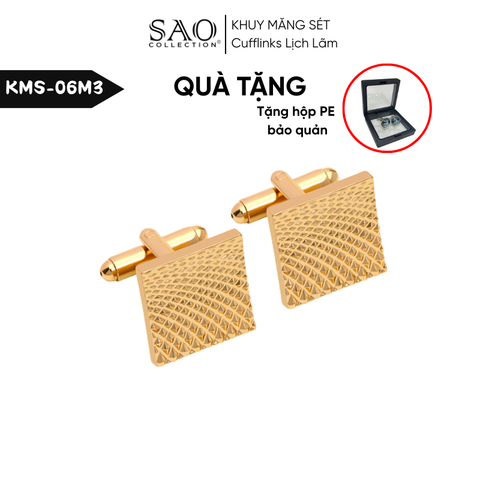 Khuy Măng Sét Nam Cufflinks Khảm Đá Màu Bắt Sáng Lấp Lánh (KMS06M3)