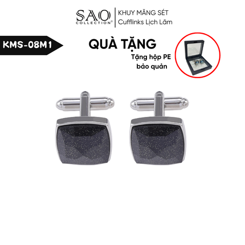 Khuy Măng Sét Nam Cufflinks Khảm Đá Màu Bắt Sáng Lấp Lánh (KMS08M1)