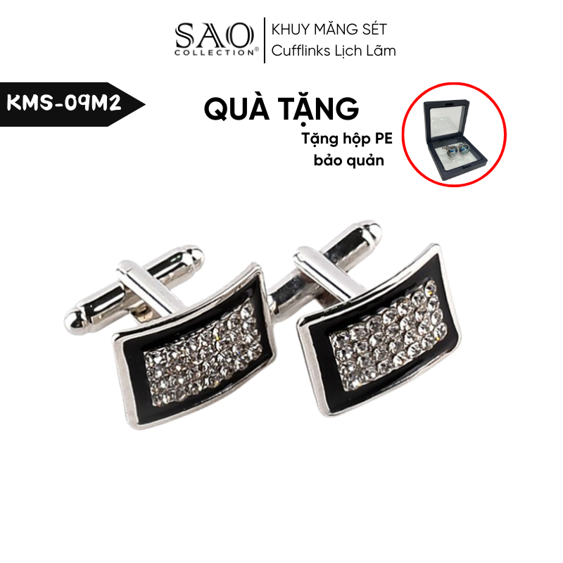 Khuy Măng Sét Nam Cufflinks Khảm Đá Màu Bắt Sáng Lấp Lánh (KMS09M2)