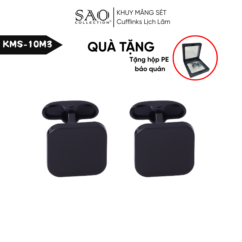 Khuy Măng Sét Nam Cufflinks Khảm Đá Màu Bắt Sáng Lấp Lánh (KMS10M3)