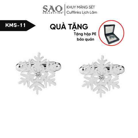 Khuy Măng Sét Nam Cufflinks Khảm Đá Màu Bắt Sáng Lấp Lánh (KMS11)