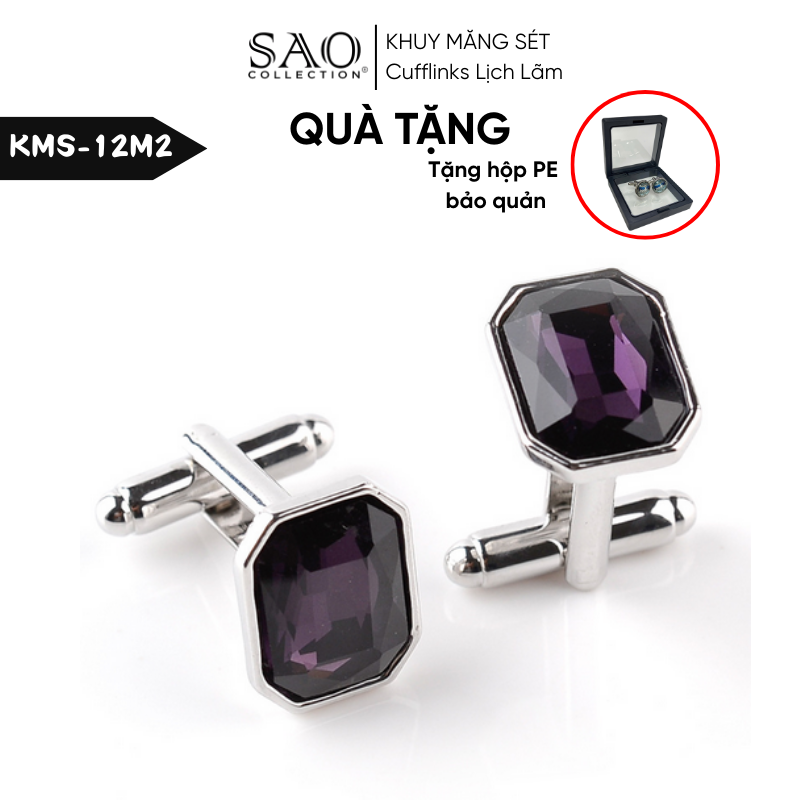 Khuy Măng Sét Nam Cufflinks Khảm Đá Màu Bắt Sáng Lấp Lánh (KMS12M2)