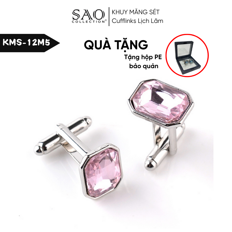 Khuy Măng Sét Nam Cufflinks Khảm Đá Màu Bắt Sáng Lấp Lánh (KMS12M5)