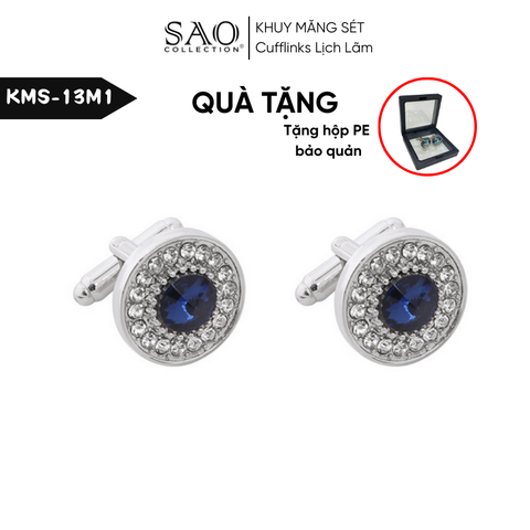 Khuy Măng Sét Nam Cufflinks Khảm Đá Màu Bắt Sáng Lấp Lánh (KMS13M1)
