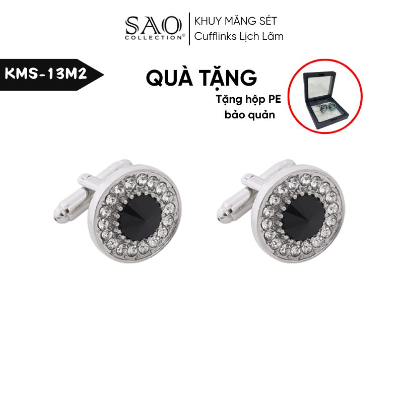 Khuy Măng Sét Nam Cufflinks  Khảm Đá Màu Bắt Sáng Lấp Lánh (KMS13M2)
