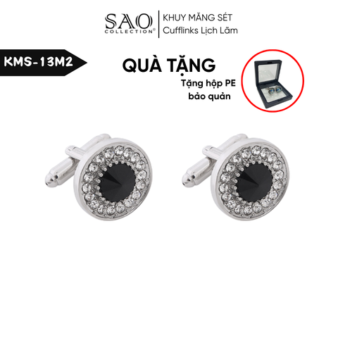 Khuy Măng Sét Nam Cufflinks  Khảm Đá Màu Bắt Sáng Lấp Lánh (KMS13M2)