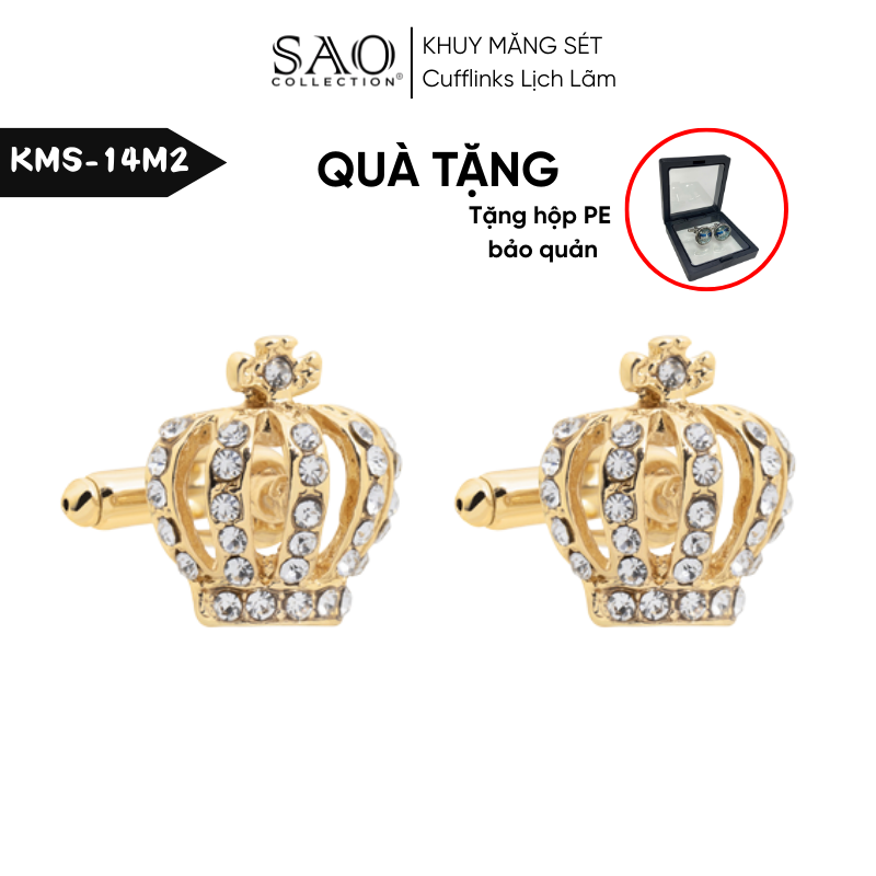 Khuy Măng Sét Nam Cufflinks Khảm Đá Màu Bắt Sáng Lấp Lánh (KMS14M2)