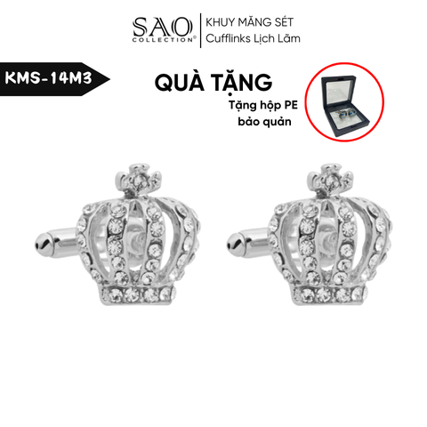 Khuy Măng Sét Nam Cufflinks  Khảm Đá Màu Bắt Sáng Lấp Lánh (KMS14M3)