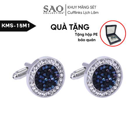 Khuy Măng Sét Nam Cufflinks Khảm Đá Màu Bắt Sáng Lấp Lánh (KMS15M1)