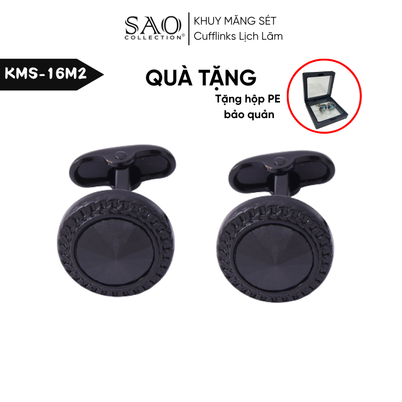 Khuy Măng Sét Nam Cufflinks Khảm Đá Màu Bắt Sáng Lấp Lánh (KMS16M2)
