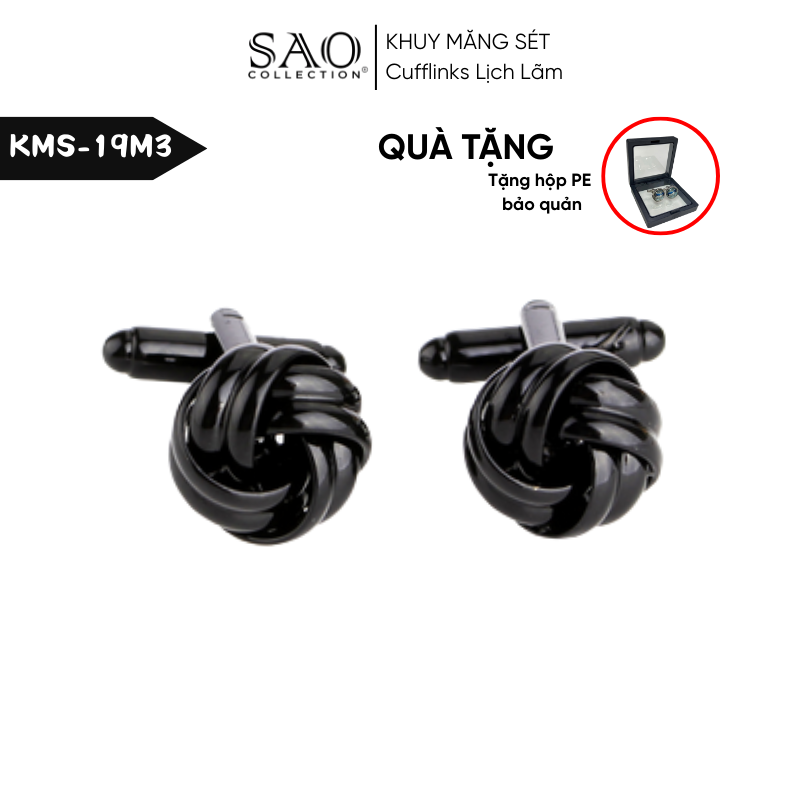 Khuy Măng Sét Nam Cufflinks Khảm Đá Màu Bắt Sáng Lấp Lánh (KMS19M3)