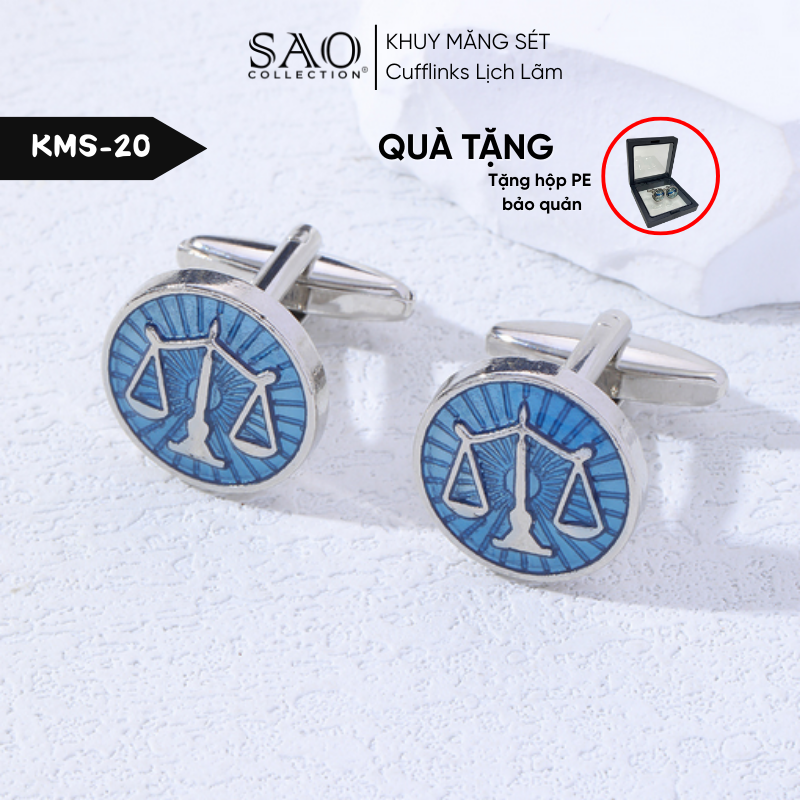 Khuy Măng Sét Nam Cufflinks Khảm Đá Màu Bắt Sáng Lấp Lánh (KMS20)