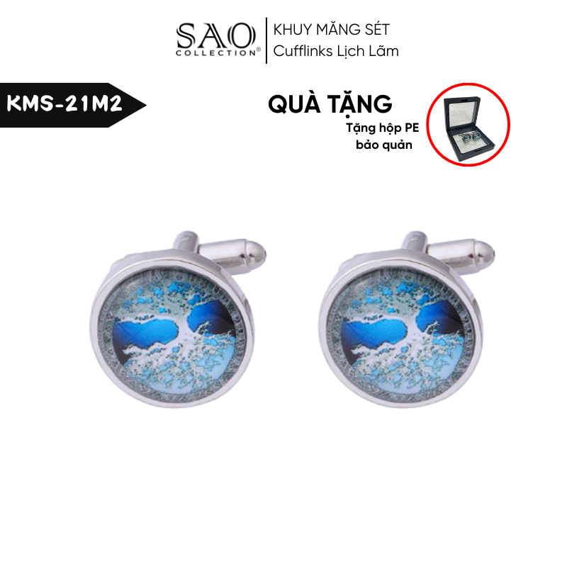 Khuy Măng Sét Nam Cufflinks Khảm Đá Màu Bắt Sáng Lấp Lánh (KMS21M2)