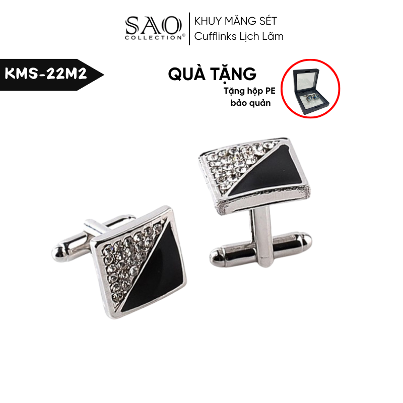 Khuy Măng Sét Nam Cufflinks Khảm Đá Màu Bắt Sáng Lấp Lánh (KMS22M2)