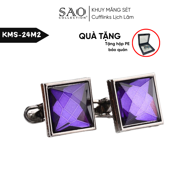 Khuy Măng Sét Nam Cufflinks Khảm Đá Màu Bắt Sáng Lấp Lánh (KMS24M2)