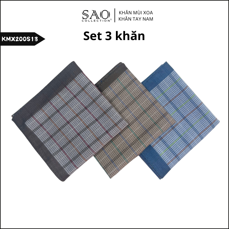Combo 3 Khăn Mùi Xoa Khăn Tay Cotton Mềm Mại Thấm Hút Tốt Màu Trắng Tinh Dành Cho Nam Giới Luxury (KMX200S13)