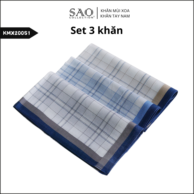 Combo 3 Khăn Mùi Xoa Khăn Tay Cotton Mềm Mại Thấm Hút Tốt Màu Trắng Tinh Dành Cho Nam Giới Luxury (KMX200S1)