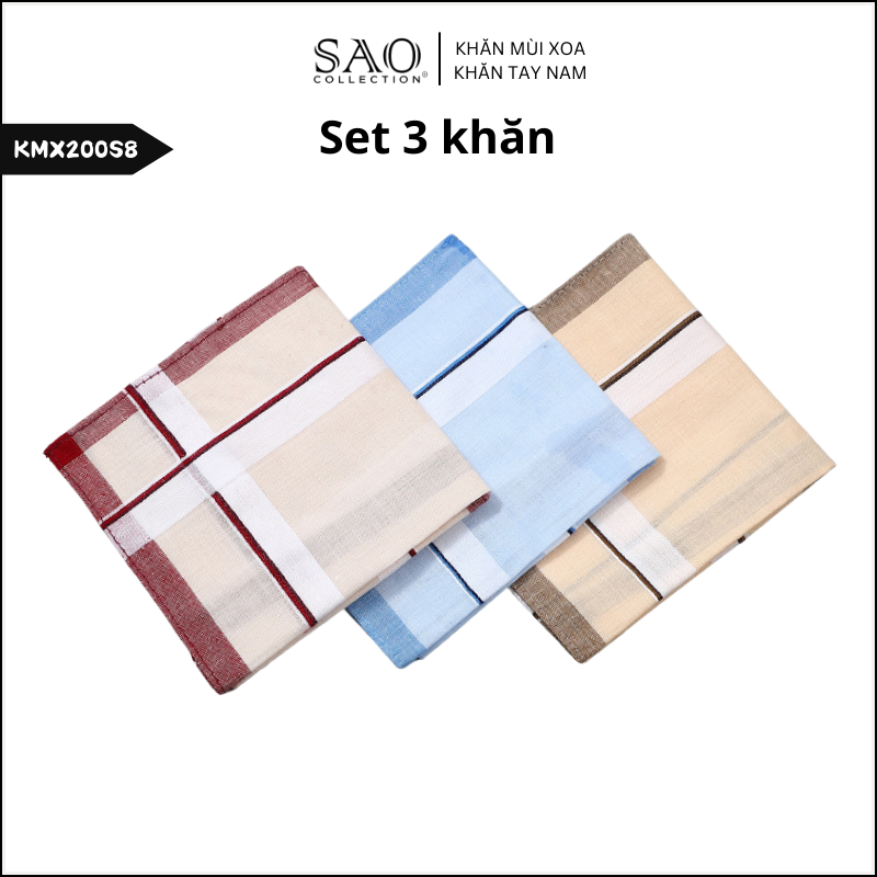 Combo 3 Khăn Mùi Xoa Khăn Tay Cotton Mềm Mại Thấm Hút Tốt Màu Trắng Tinh Dành Cho Nam Giới Luxury (KMX200S8)