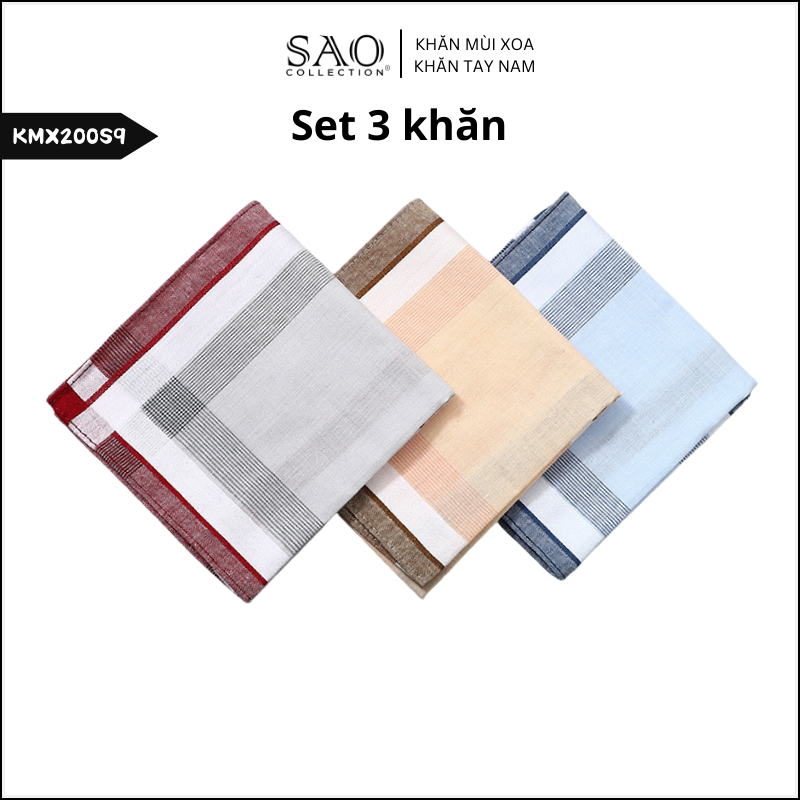 Combo 3 Khăn Mùi Xoa Khăn Tay Cotton Mềm Mại Thấm Hút Tốt Màu Trắng Tinh Dành Cho Nam Giới Luxury (KMX200S9)