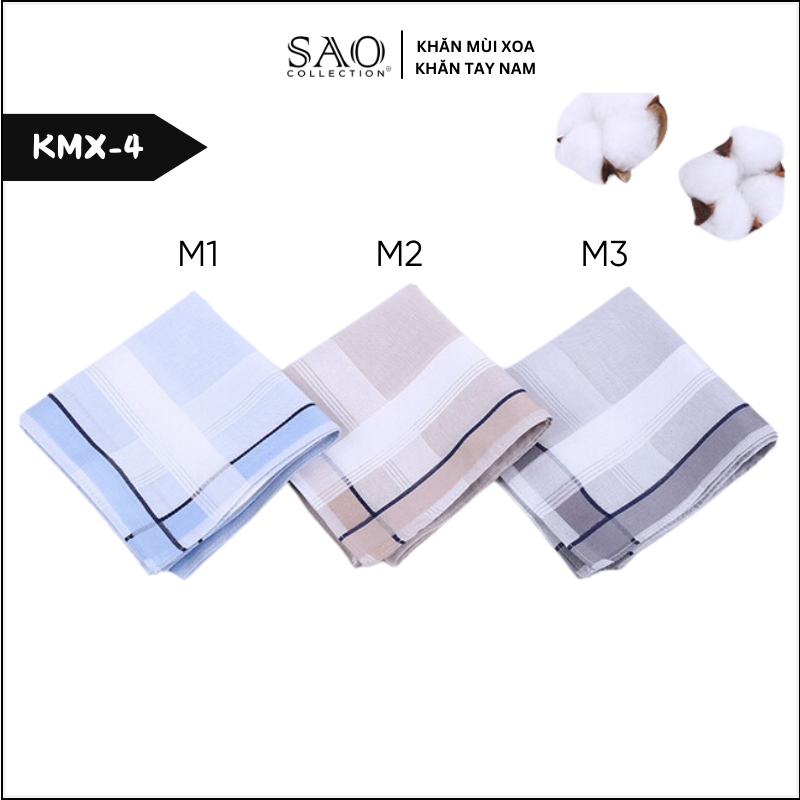Khăn Tay Nam Cotton Khăn Mùi Xoa Làm Quà Tặng Quý Ông Thấm Hút Mồ Hôi Tốt Họa Tiết Kẻ Mềm Mại Sang Trọng Lịch Lãm (KMX4)