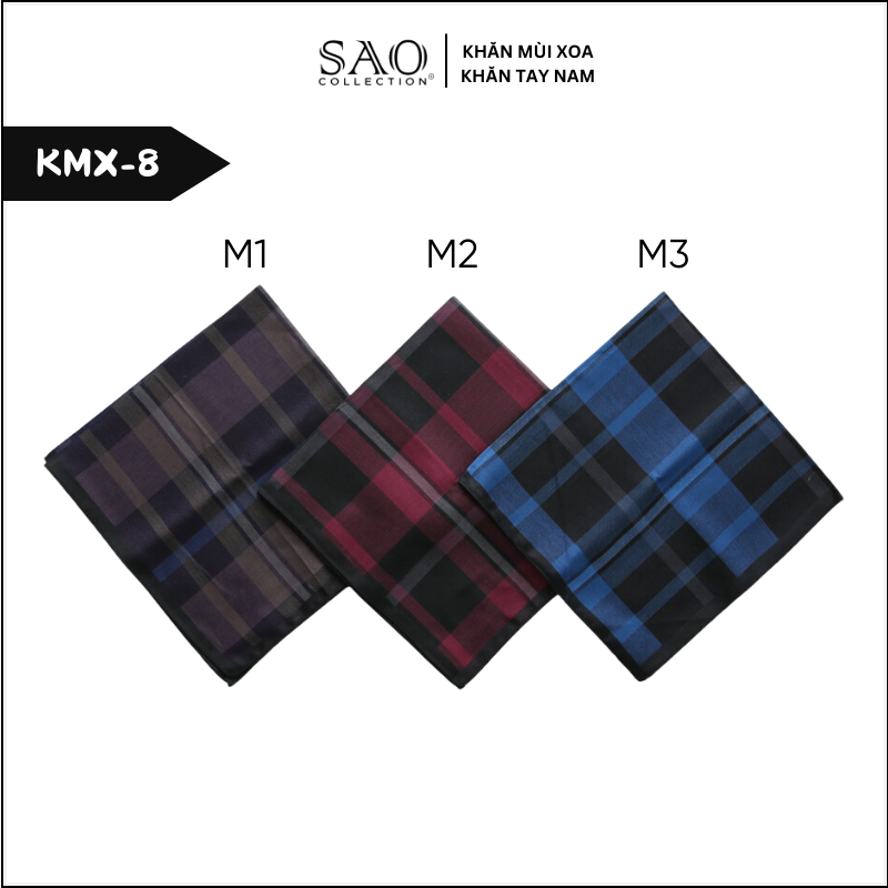 Khăn Tay Nam Cotton Khăn Mùi Xoa Làm Quà Tặng Quý Ông Thấm Hút Mồ Hôi Tốt Họa Tiết Kẻ Mềm Mại Sang Trọng Lịch Lãm (KMX8)