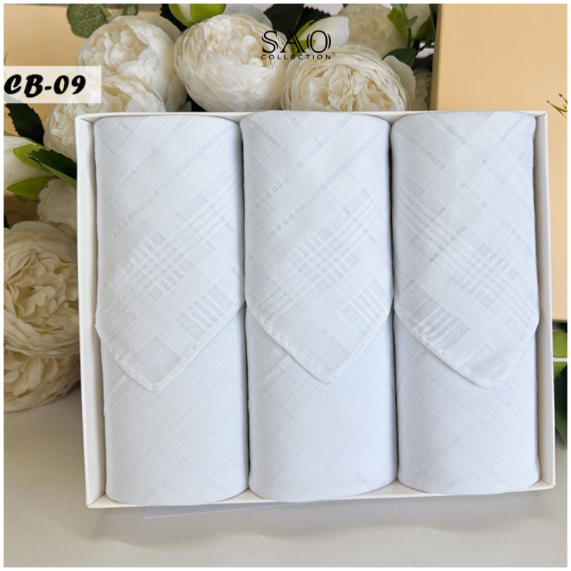 Khăn Tay Nam Set 3 Khăn Mùi Xoa Cotton Mềm Mại Thấm Hút Tốt Quà Tặng Dành Cho Nam (KMXCB09)