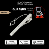 Thanh Kẹp Cà Vạt, Kẹp Caravat Cao Cấp Màu Bạc 6cm (MJ43)